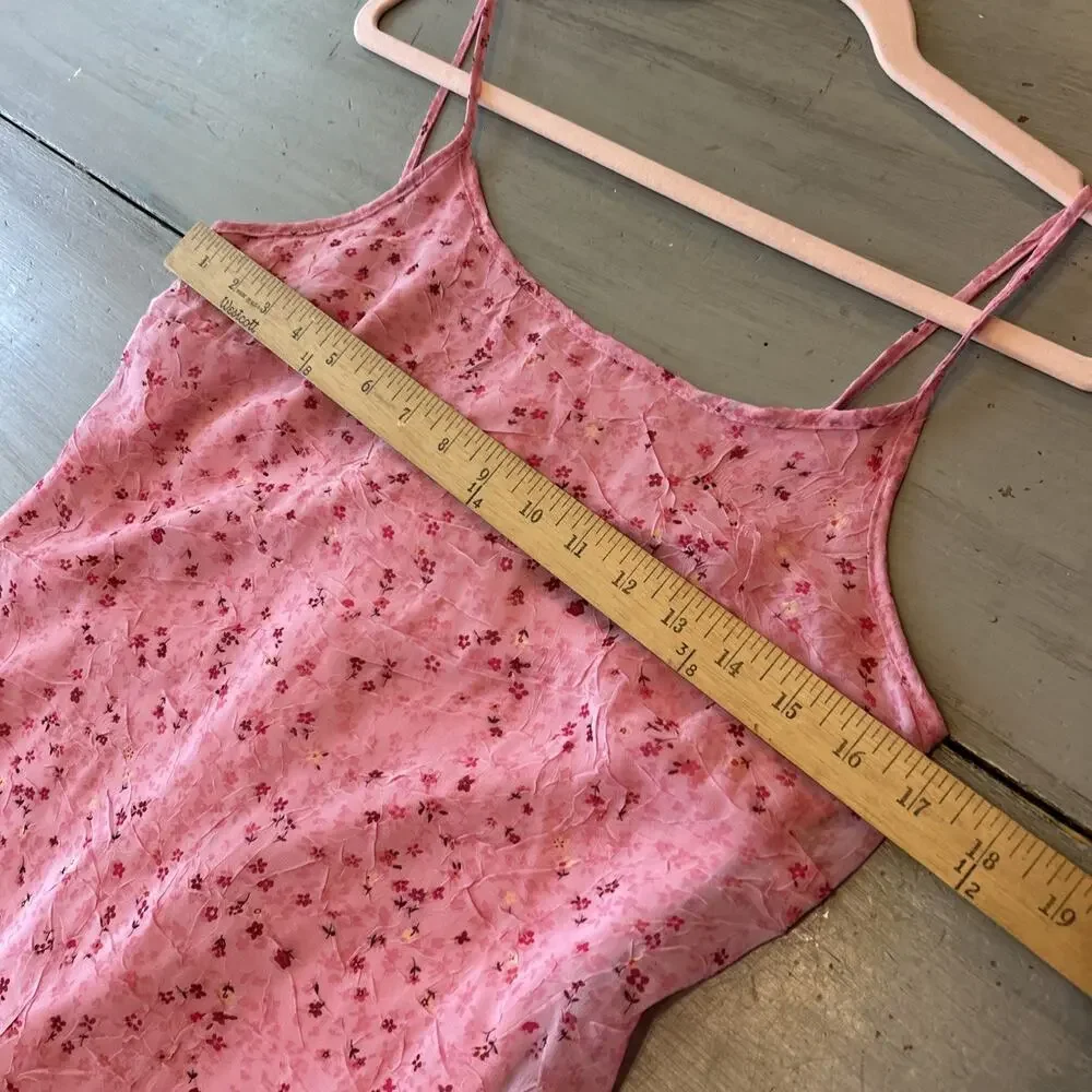 Y2K Byer Too Pink Ditzy Floral Ruffle Hem Mini Sundress Sz 11 Whimsy Cutesy Vtg - Picture 4 of 8